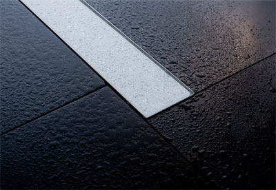 white glass drain